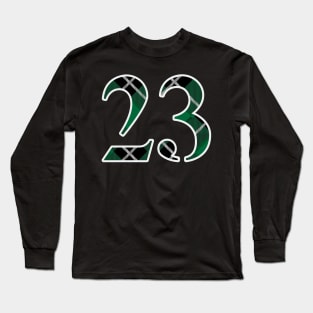 23 Sports Jersey Number Green Black Flannel Long Sleeve T-Shirt